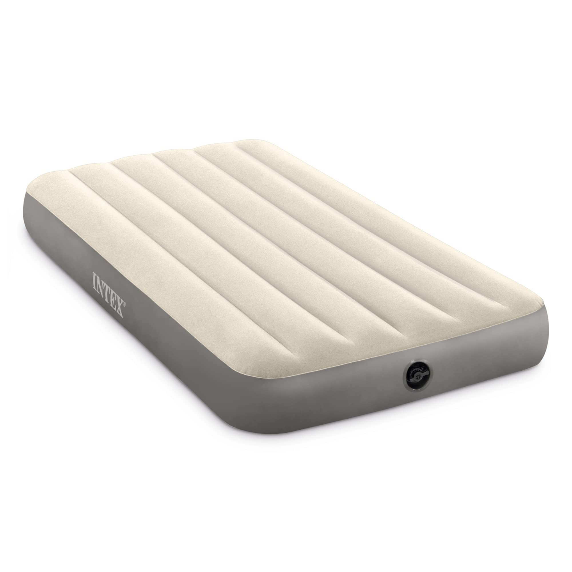 Intex 64101E Dura-Beam Standard Single-High Air Mattress: Fiber-Tech - Twin Size - 10In Bed Height - 300Lb Weight Capacity - Pum