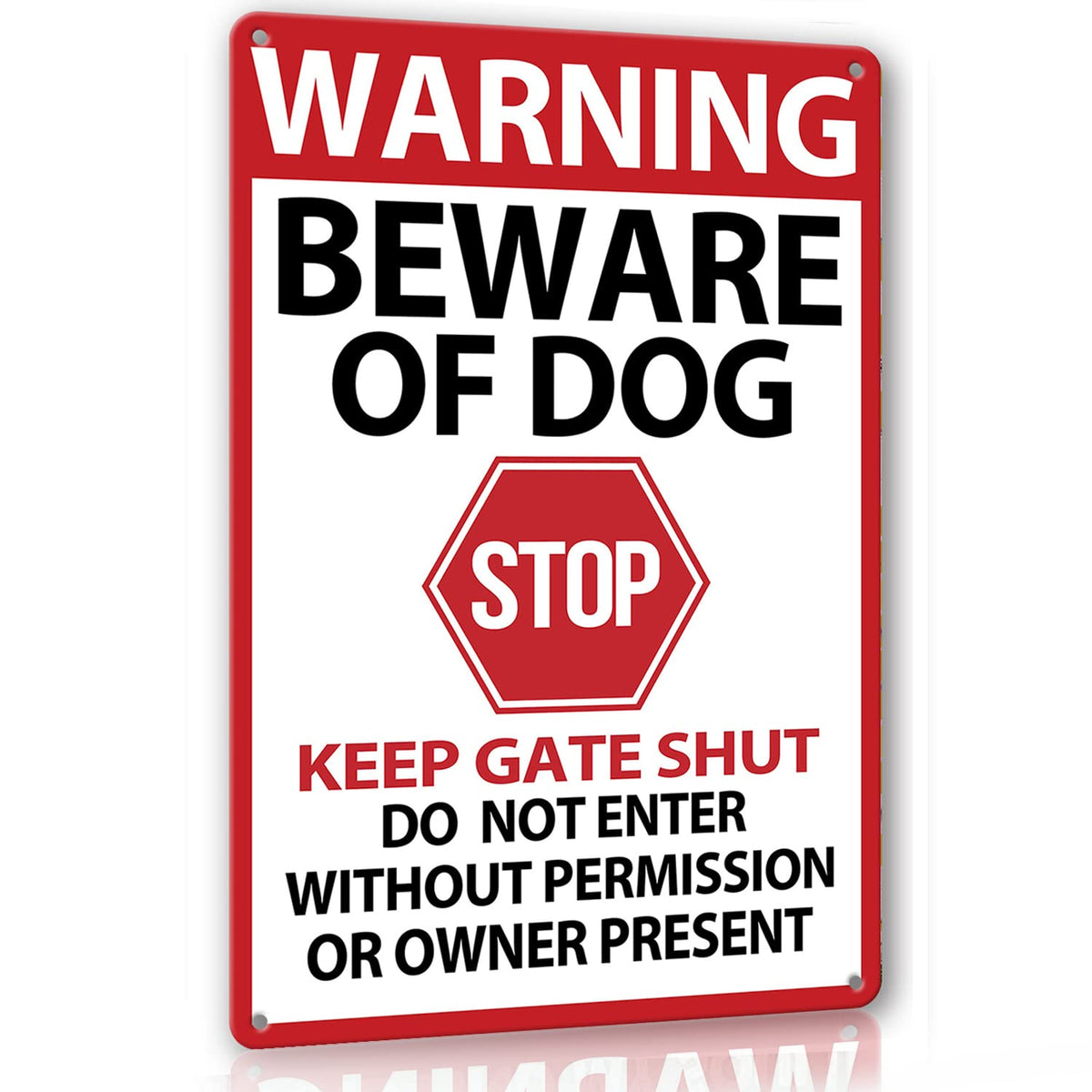 Beware Of Dog Signs For Fence,Warning Tin Sign Beware Of Dog,Do Not Enter,Home Kitchen Farm Garden Garage Wall Decor 12X8Inch