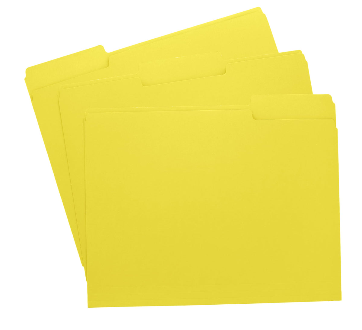 Yellow File Folders, 1/3-Cut Tabs, Letter Size, 12-Pack - Durable Office Filing Folders For Documents, Papers, And Organization