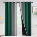 Yakamok 100% Blackout Curtains 84 Inches Long,Room Darkening Dark Green And Greyish White Curtains Ombre For Bedroom Grommet The