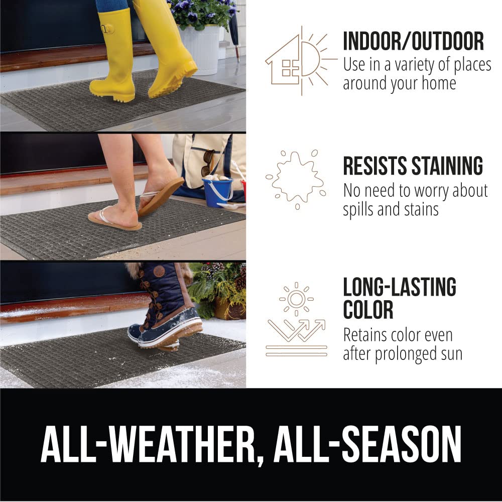 Gorilla Grip Ultra Absorbent Moisture Guard Doormat, Absorbs Up To 2.75 Cups Of Water, Stain And Fade Resistant, Spiked Rubber Backing, All Weather Mats Capture Dirt, Indoor Outdoor, 72X24, Charcoal