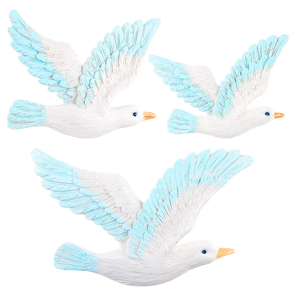 MDLUU 3 Pcs Seagull Wall Art, Seagull Wall Hanging Decor, Seagull Wall Plaques for Beach Theme Bedroom, Coastal Theme Living Roo