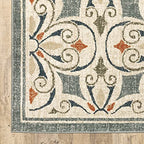 HomeRoots Grey Polyester 5’ x 7’ Gray and Beige Medallion Indoor Area Rug