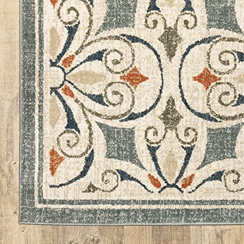 HomeRoots Grey Polyester 5’ x 7’ Gray and Beige Medallion Indoor Area Rug