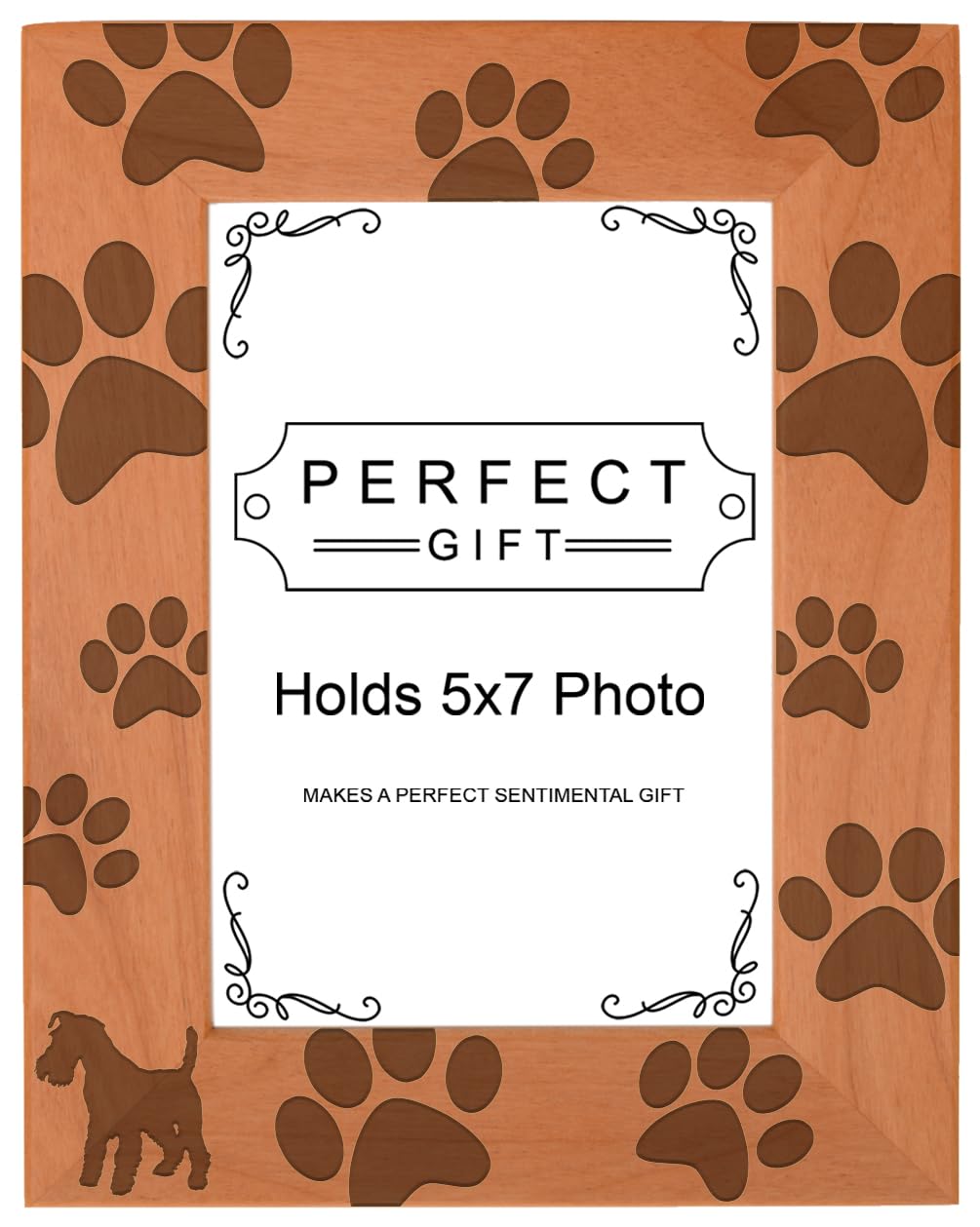 Gifts For All By Rachel Olevia Dog Lover Gift Miniature Schnauzer Paw Print Natural Wood Engraved 5x7 Portrait Picture Frame Woo