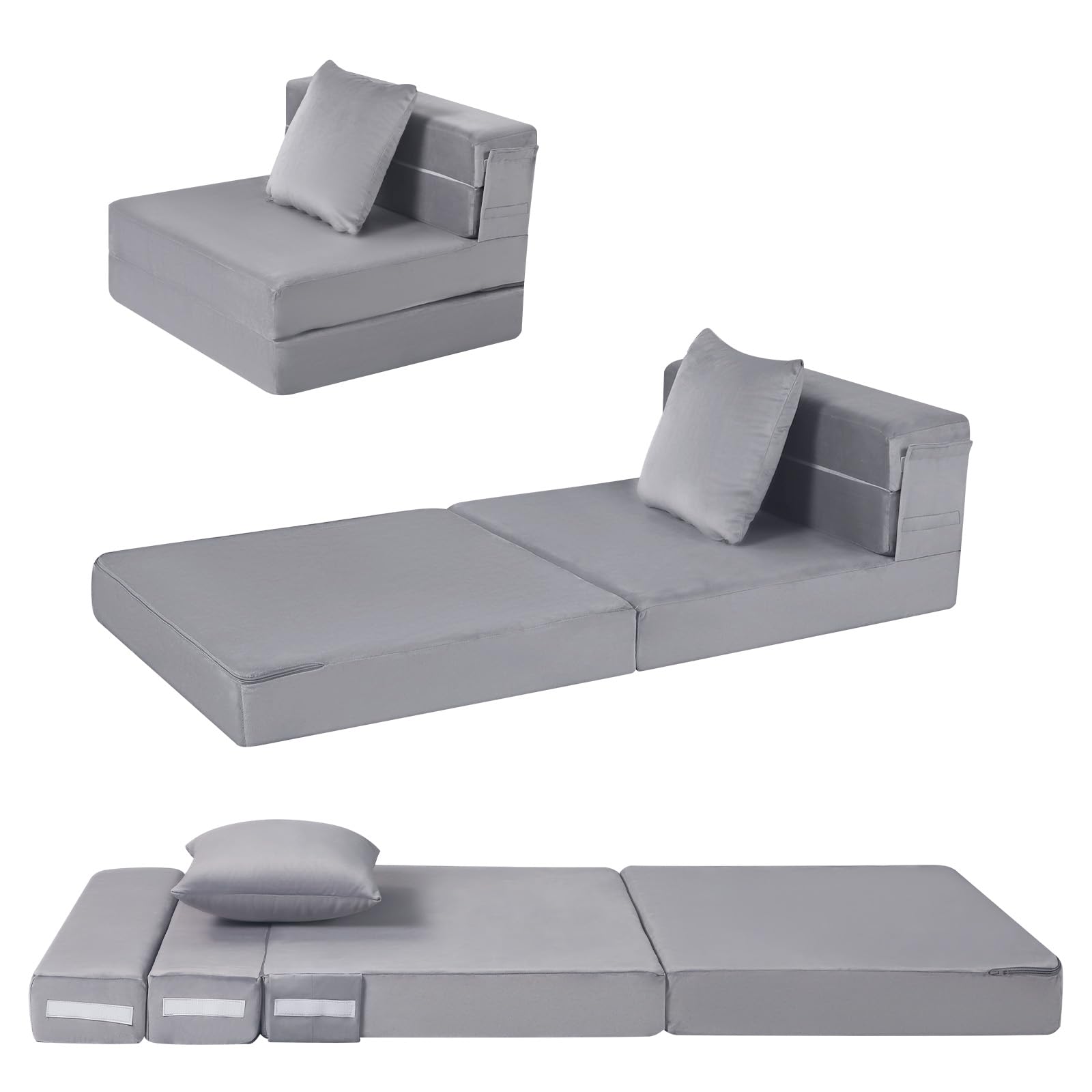 Memorecool Foldable Futon Chair Bed Sleeper For Kids, Toddler Sofa Bed Folding Mattress, Child Fold Out Couch Bed With Pillow, C