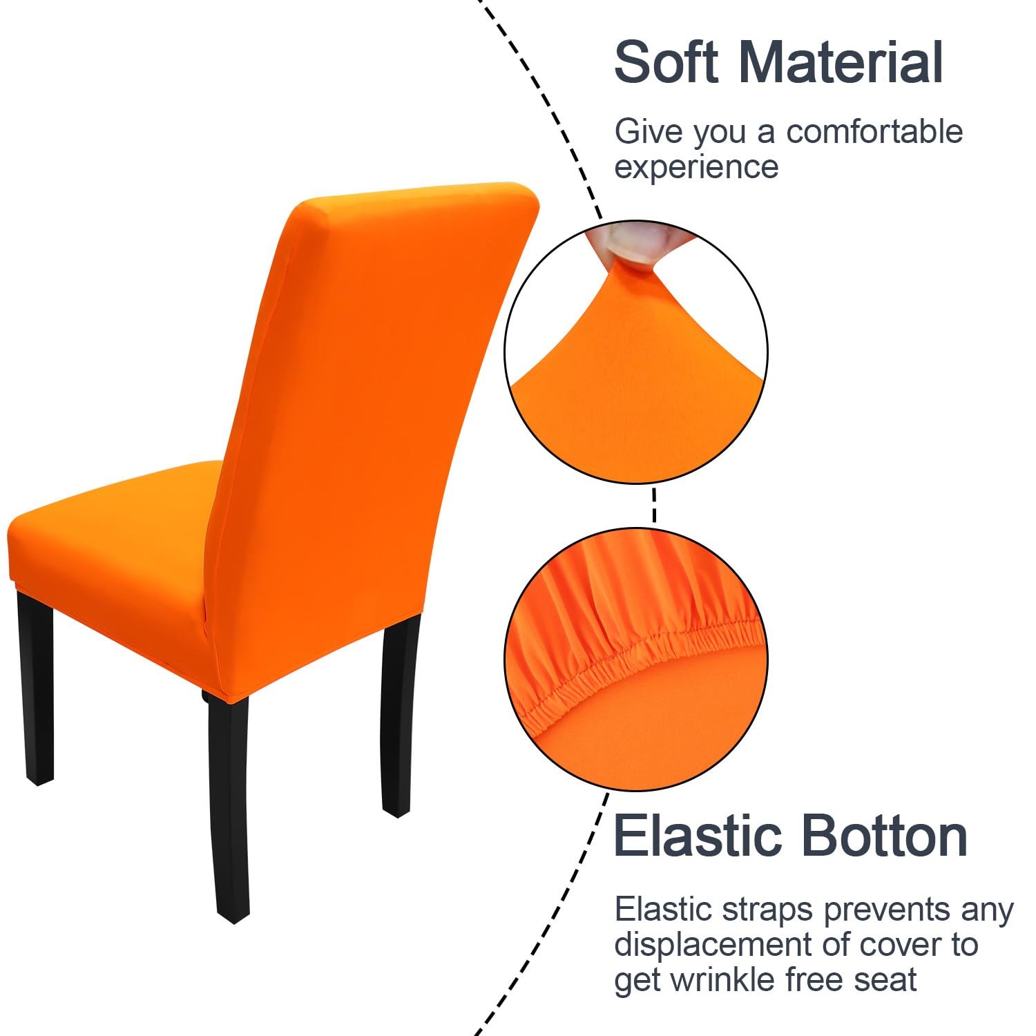 Jqinhome Dining Chair Slipcover, High Stretch Removable Washable Chair Seat Protector Cover Set Of 6,Chair Covers For Halloween