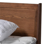 Baxton Studio Macayle Mid-Century Modern Ash Walnut Finished Wood Queen Size Platform Bed