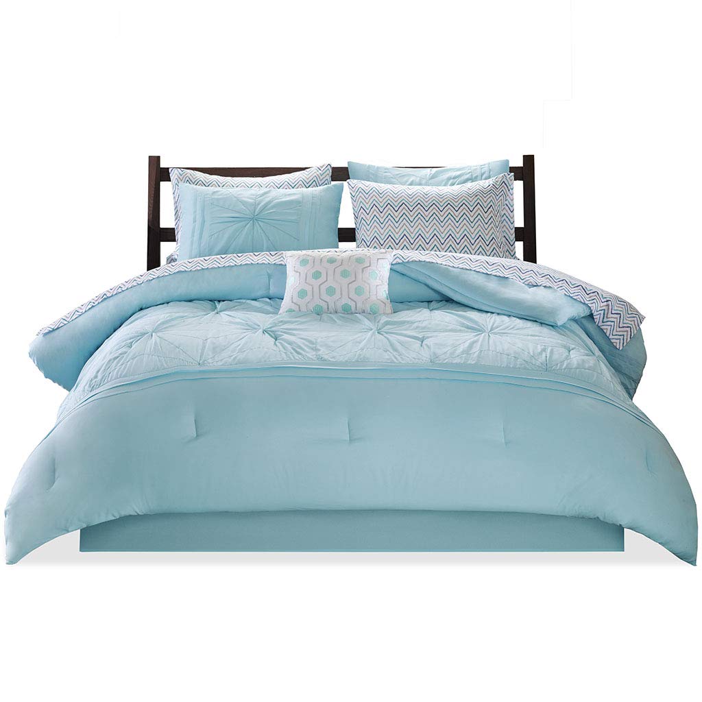 Intelligent Design Toren Complete Bag Tufted Embroidered Comforter with Sheet, Season Bedding Set, Twin XL, Aqua