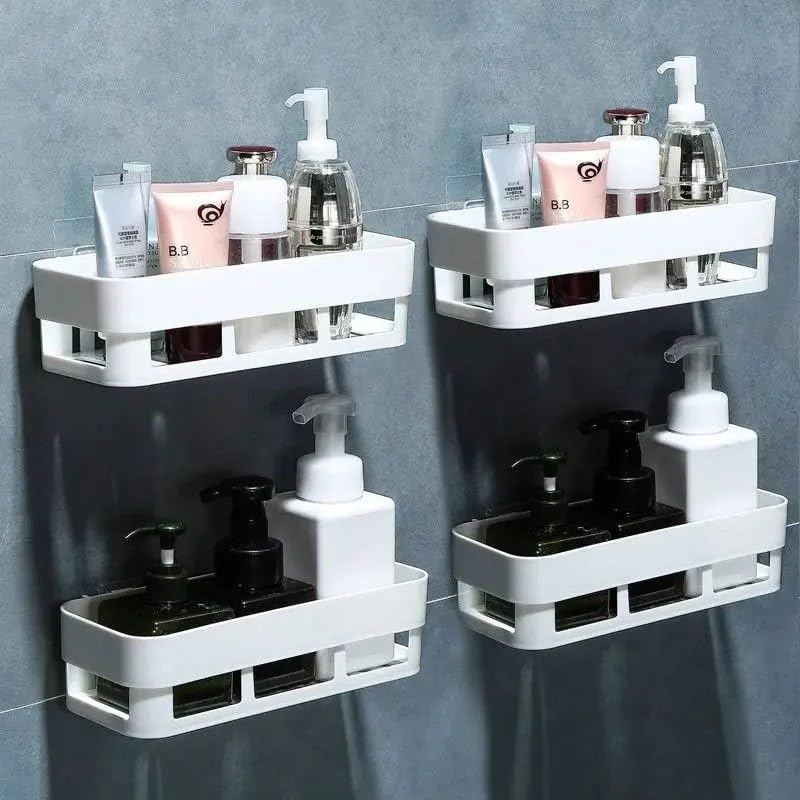 Creatak WallMounted Bathroom Shelf, White, SelfAdhesive, Waterproof, Moisture Proof, Storage Organiser, 25.5 X 10 X 6.8 Cm Pac