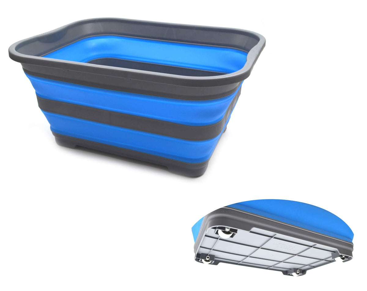 SAMMART 40L (10.5 gallon) Collapsible Plastic Laundry Basket Pop Up Storage Container/Organizer with wheels  Portable Washing 