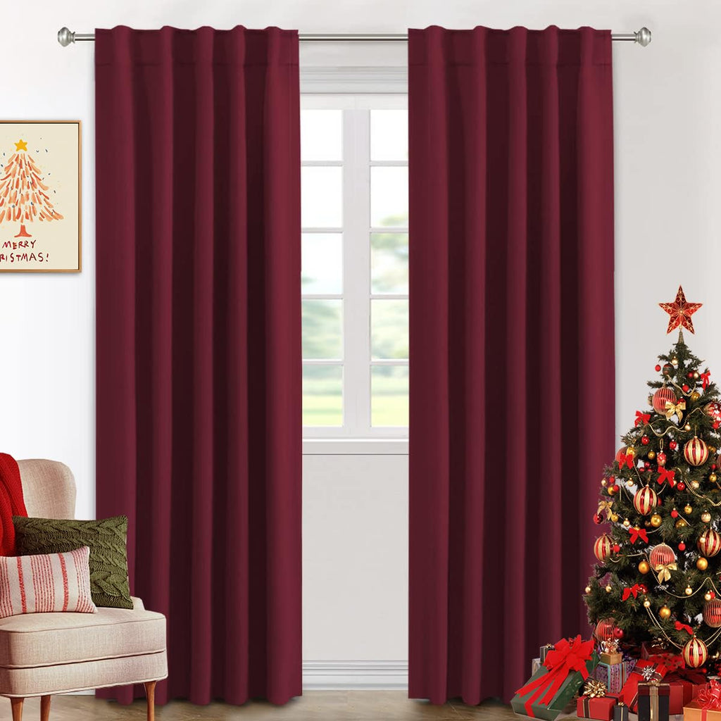 H.Versailtex Blackout Curtains Thermal Insulated Window Treatment Panels Room Darkening Blackout Drapes For Living Room Back Tab/Rod Pocket Bedroom Draperies (2 Panels, Bronze Green, 42 X 84 Inch)