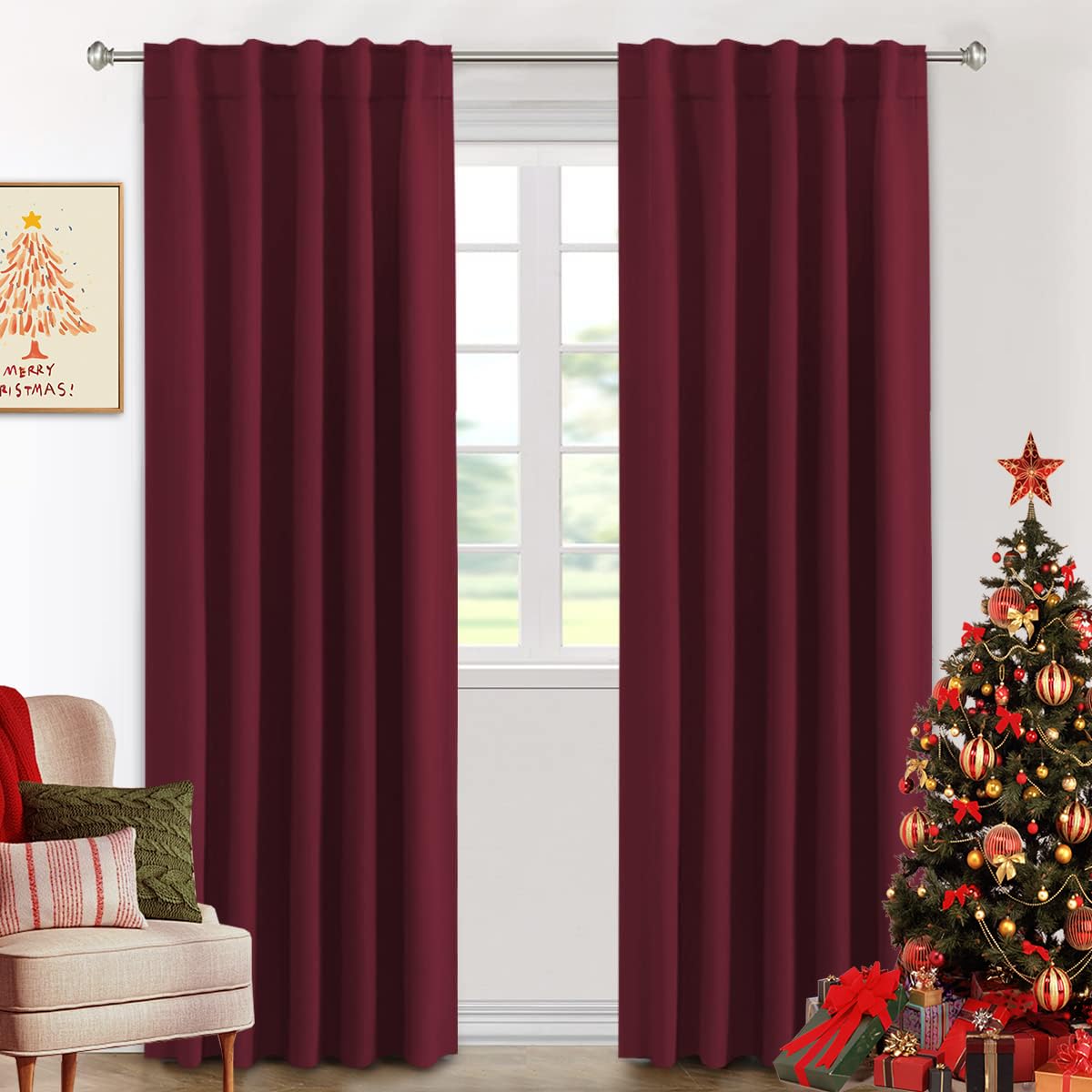 H.Versailtex Blackout Curtains Thermal Insulated Window Treatment Panels Room Darkening Blackout Drapes For Living Room Back Tab/Rod Pocket Bedroom Draperies (2 Panels, Bronze Green, 42 X 84 Inch)