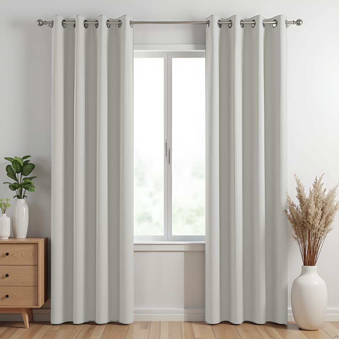 Homemonde Set Of 2 Room Darkening 7 Feet Solid Opaque Curtains For Door Room Privacy And Noise Reduced Drapes, 63% Blackout, Top