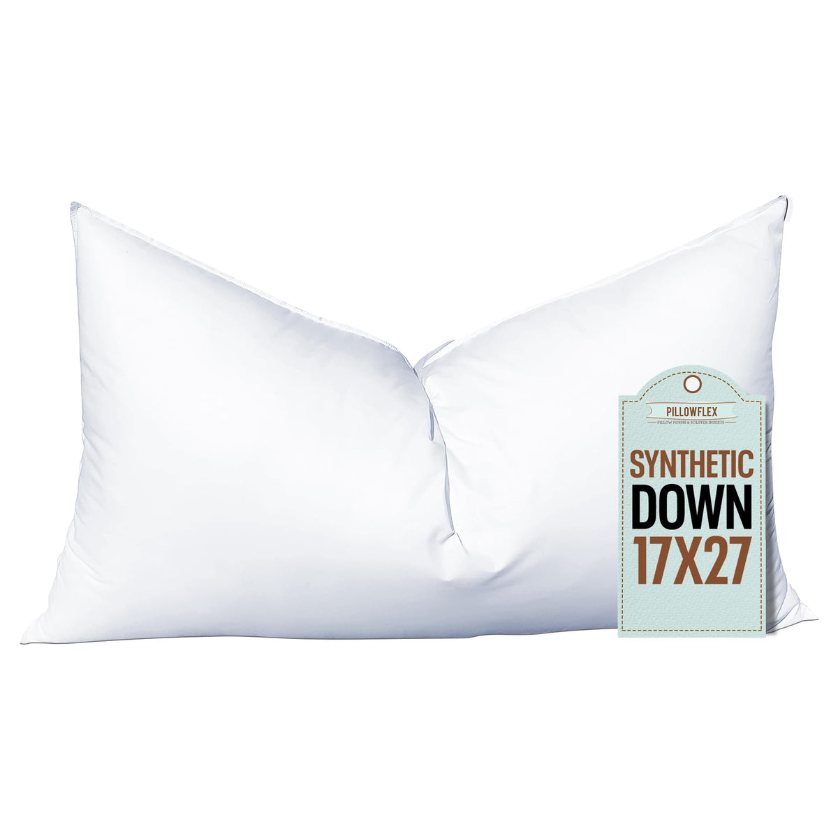 Pillowflex Synthetic Down Pillow Insert - 17X27 Down Alternative Pillow, Ultra Soft, Large Rectangle, Lumbar, Kilim, Back, Sleep