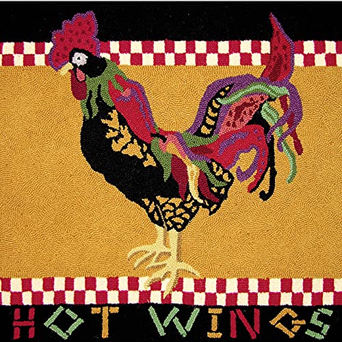 C&F Home Hot Wings Rooster Chicken French Country Western Farm Orange Wool Handcrafted Premium Hooked Indoor Area Rug 24 X 36 Or