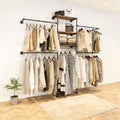 KaKaBB Industrial Pipe Clothing Rack  Heavy Duty Wall Mounted Clothes Rack, Corner Closet System, DIY Wardrobe Organizer with S