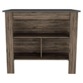 Kitchen Island, Kitchen Table 35" H, 4 Legs, 3 Open Storage Shelves, Dark Brown/Onix