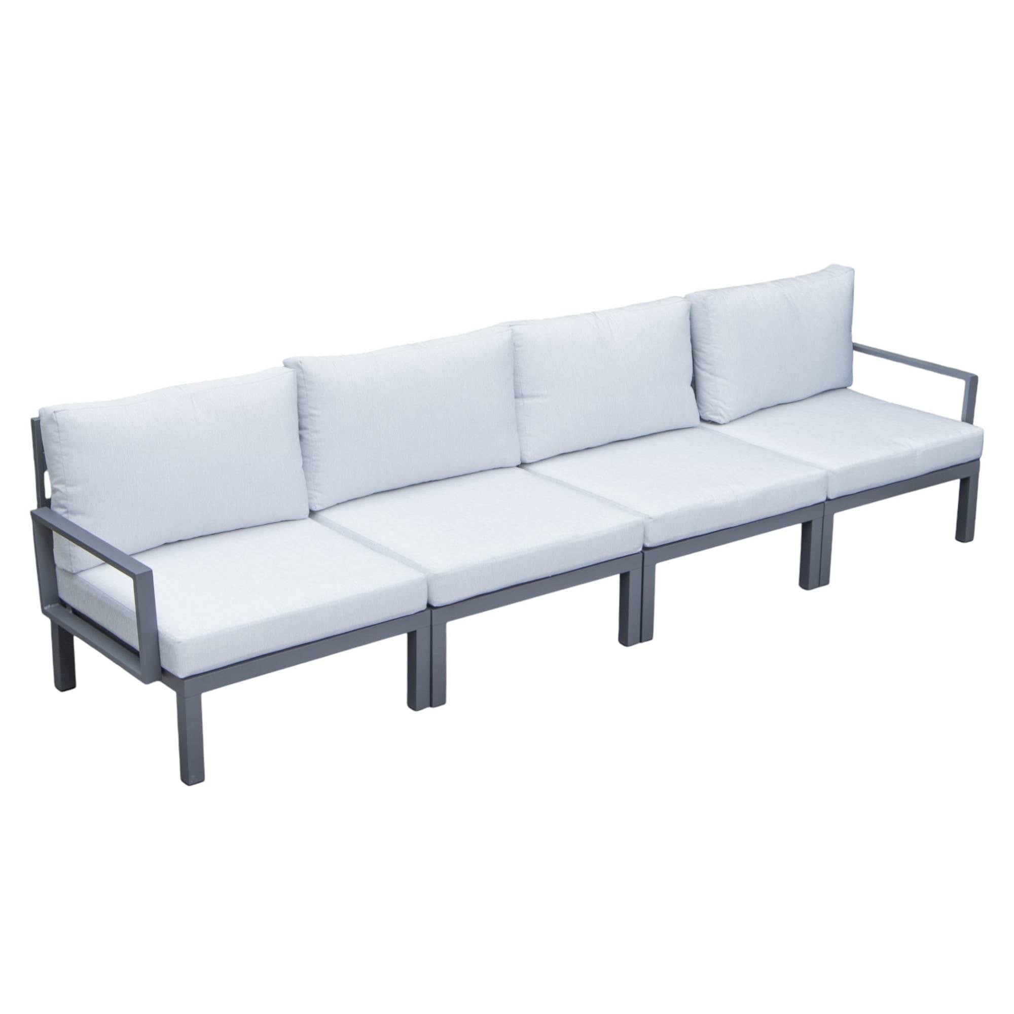 Hamilton Aluminum Patio 4-Seater Sofa With Cushions in Light Grey