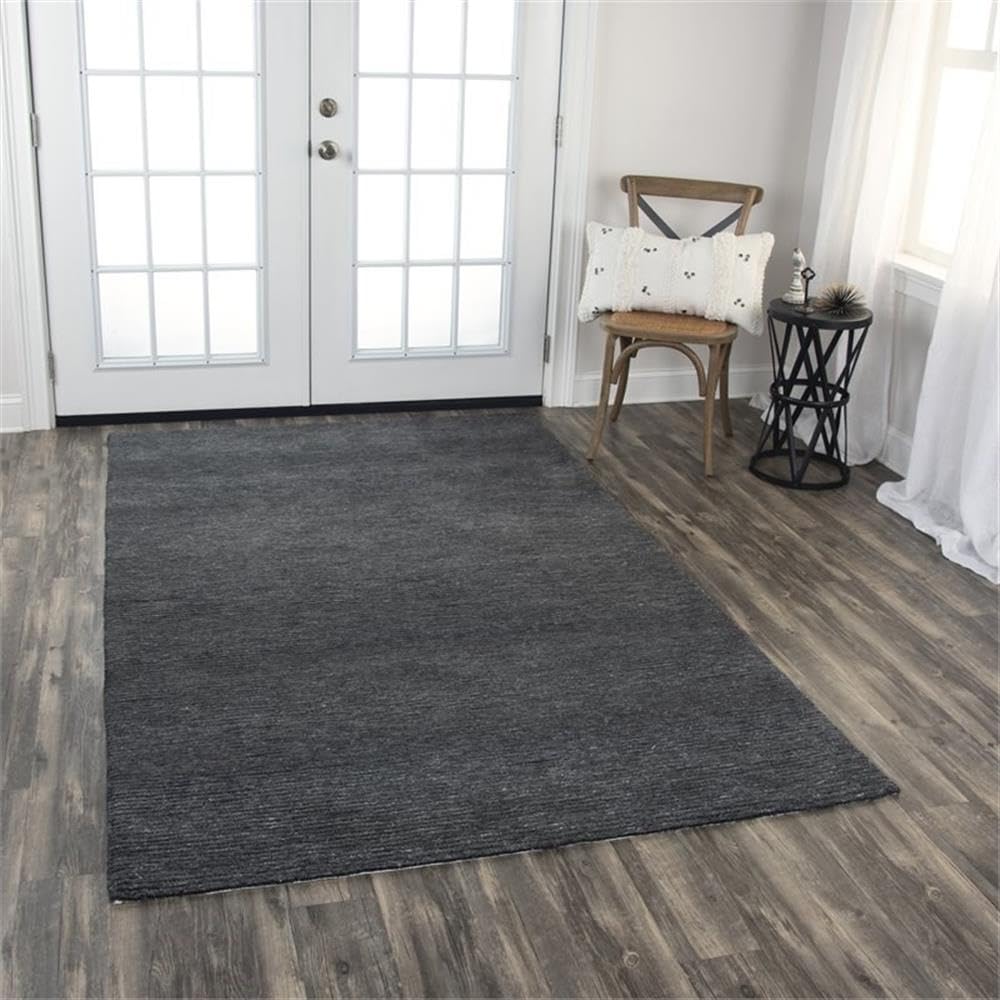 Rizzy Home Alora Decor Luna 5'X7'6" Solid/Tone On Tone Charcoal/Charcoal Area Rug