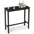 Cozyman Outdoor Bar Table, 55'' Black Patio Bar Height Counter Table, Weather Resistant, Waterproof Hdps Slatted Top Console Tab
