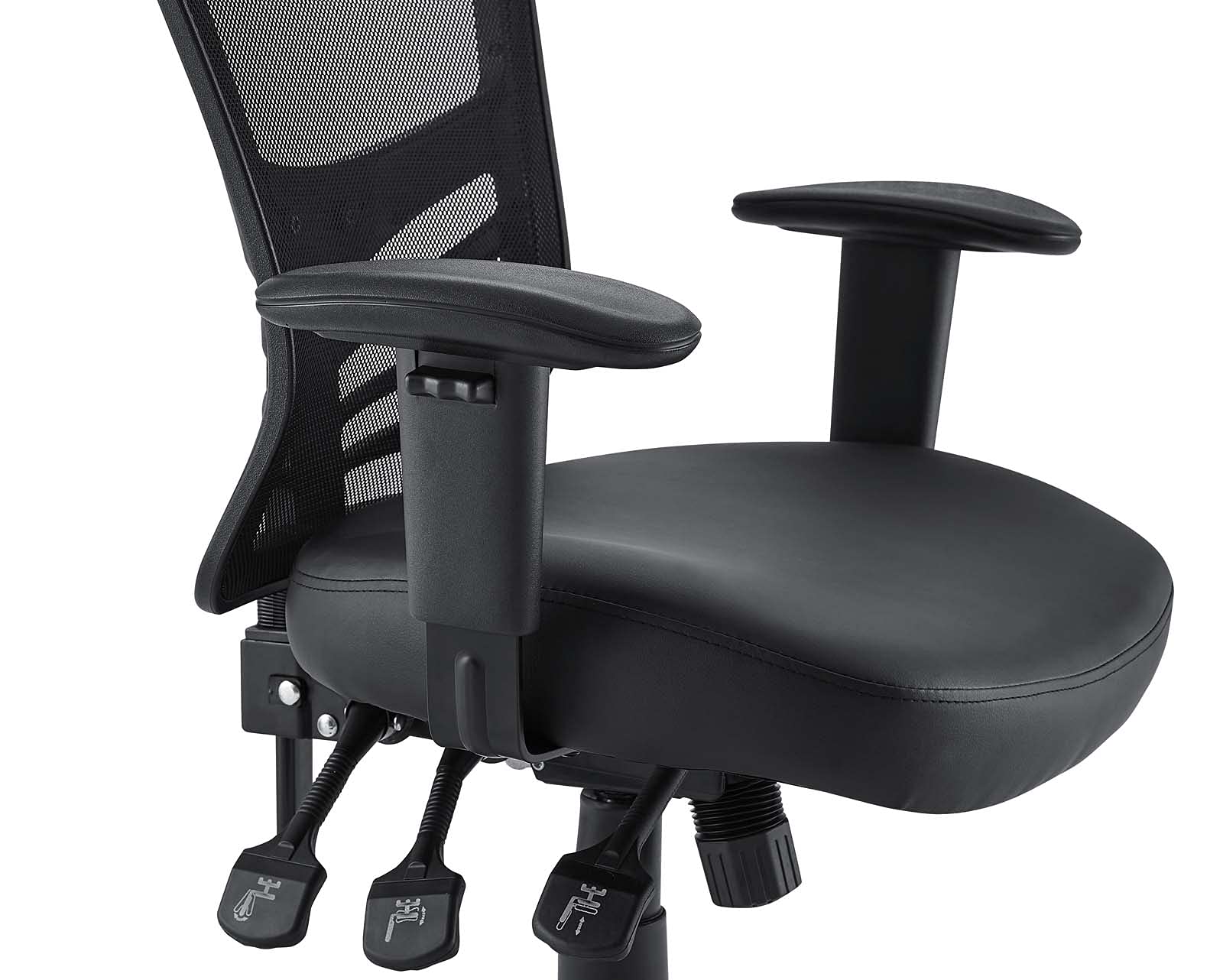 Modway Articulate Mesh Office Chair with Fully Adjustable Vegan Leather Seat In Black