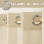 Miulee 2 Panels 108 Inch Natural Light Beige Linen Semi Sheer Window Curtains Elegant Solid Drapes Grommet Top Window Voile Pane
