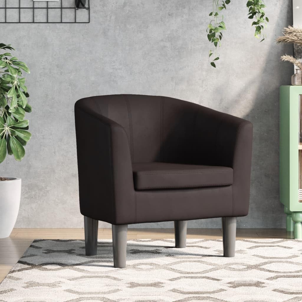 vidaXL Modern Tub Chair - Stylish Brown Faux Leather Lounge Seat for Living Room, Home Office or Bedroom