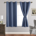 Jiuzhen Blackout Curtains With Tiebacks - Thermal Insulated, Light Blocking And Noise Reducing Grommet Curtain Drapes For Bedroom And Living Room, Set Of 2 Panels, 38 X 45 Inch Length, Dusty Blue
