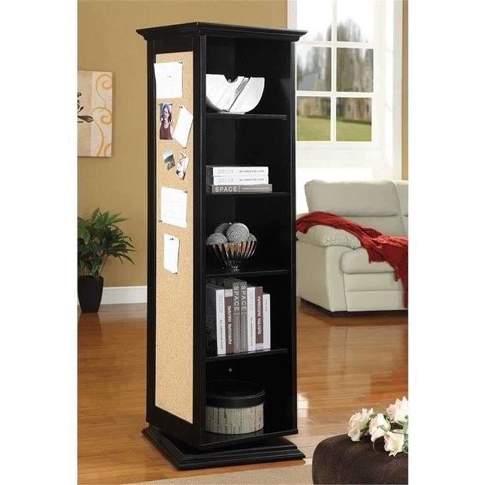 Coaster Furniture Coaster Casual Black Accent Cabinet with Storage Shelves Cork Board and Mirror 910083