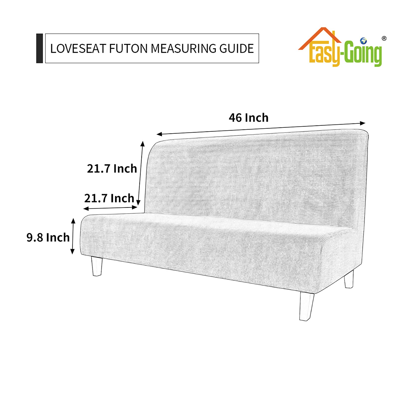 Easy-Going Stretch Futon Slipcover Armless Futon Bed Cover Furniture Protector Without Armrests With Elastic Bottom For Kids, Soft Jacquard Fabric Small Checks (Medium, Cream)