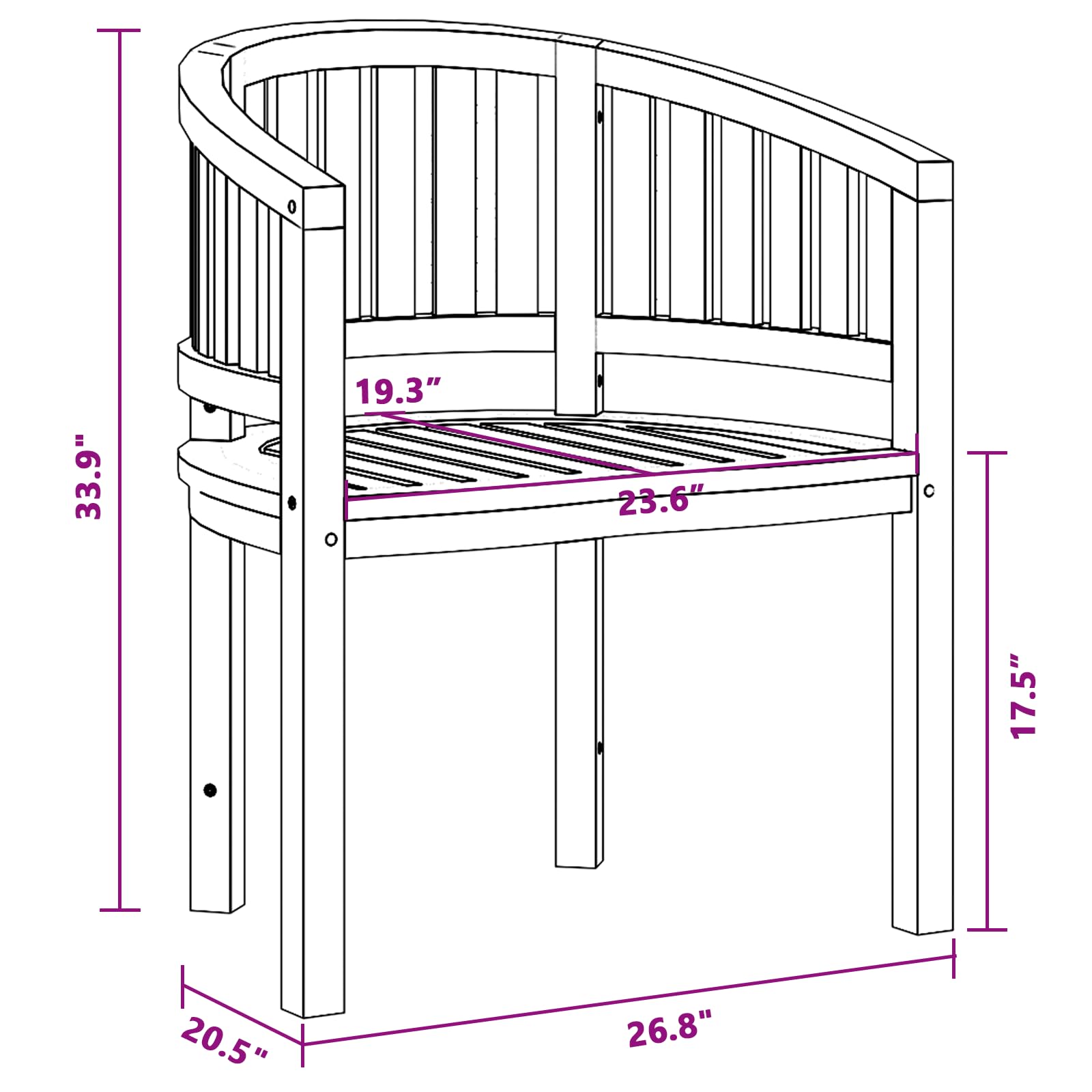 vidaXL Banana Chair, Outdoor Wooden Seats for Garden Patio Deck Dining, Weather-Resistant Solid Teak Wood, Customizable Finish, Easy Assembly & Maintenance
