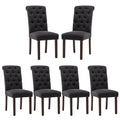 COLAMY Button Tufted Dining Chairs Set of 6, Parsons Upholstered Fabric Dining Room Chairs Kitchen Chairs with Wood Legs and Pad