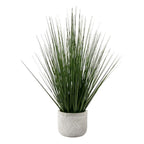 Monarch Specialties I 9574 Artificial Plant, 21' Tall, Grass, Indoor, Faux, Fake, Table, Greenery, Potted, Real Touch, Decorative, Green Grass, White Pot
