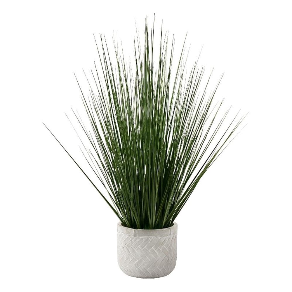 Monarch Specialties I 9574 Artificial Plant, 21' Tall, Grass, Indoor, Faux, Fake, Table, Greenery, Potted, Real Touch, Decorative, Green Grass, White Pot