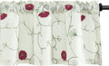 Vogol White Valances For Small Windows Flowers Embroidered Window Valances For Kitchen Living Room, Rod Pocket, 52 X 18 Inches,