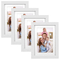 Giftgarden 4x6 Picture Frame Set of 4 White Wood Grain Frames for 4x6 Photos with Mat or 5x7 without Mat, Wall or Tabletop Displ