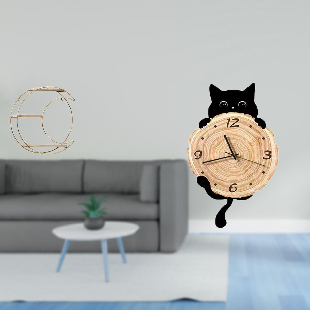 Enakshi Modern Multifunctional Wall Hanging Shelf And Clock Decor Space Saving Display For Collectibles Trophy Office Bedroom Ho