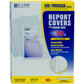 Vinyl Report Covers With Binding Bars 50/Pkg-Clear With White Binding