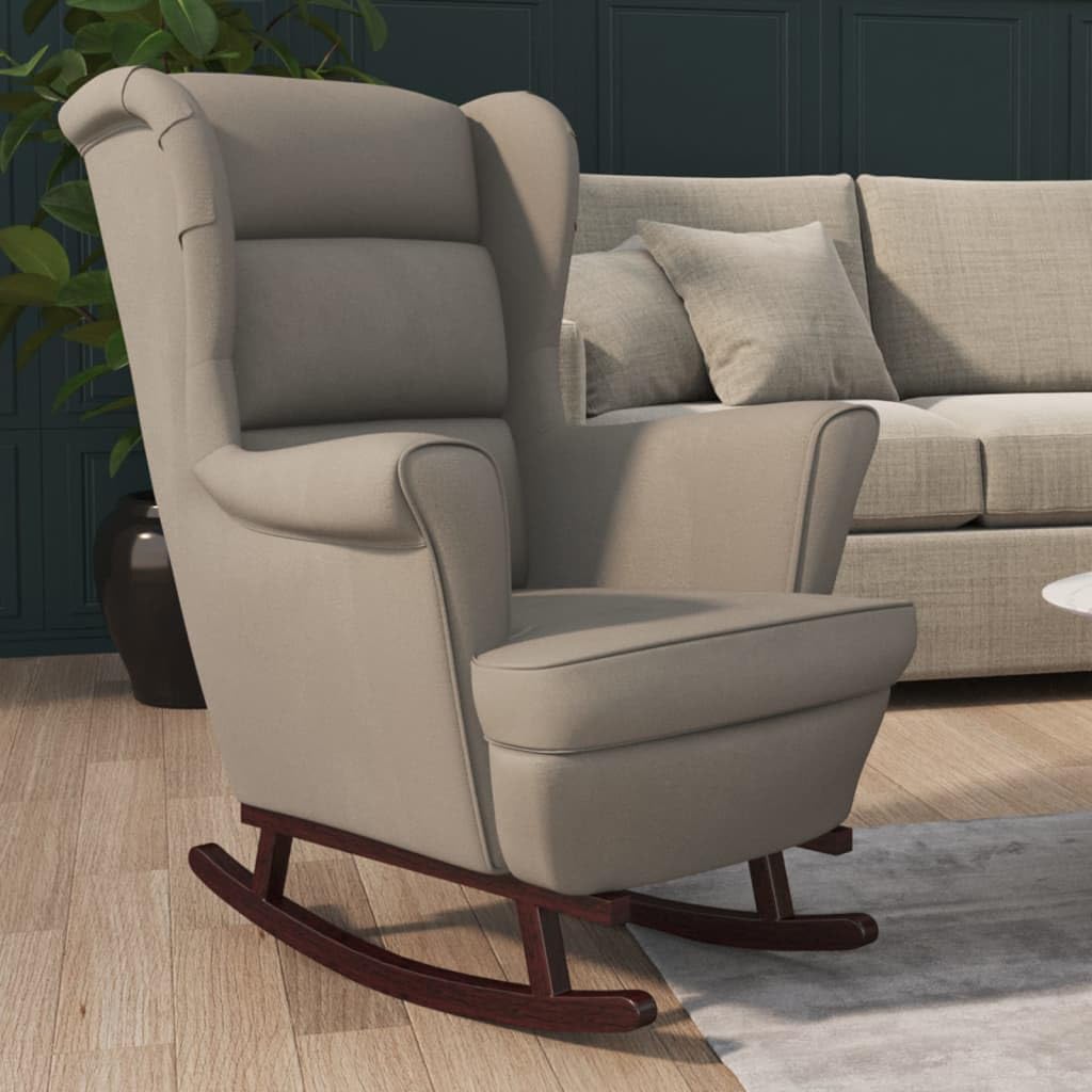 vidaXL Rocking Chair Legs Rocking Reclining Seat Armchair Living Room Furniture Rubber Wood Velvet Light Grey