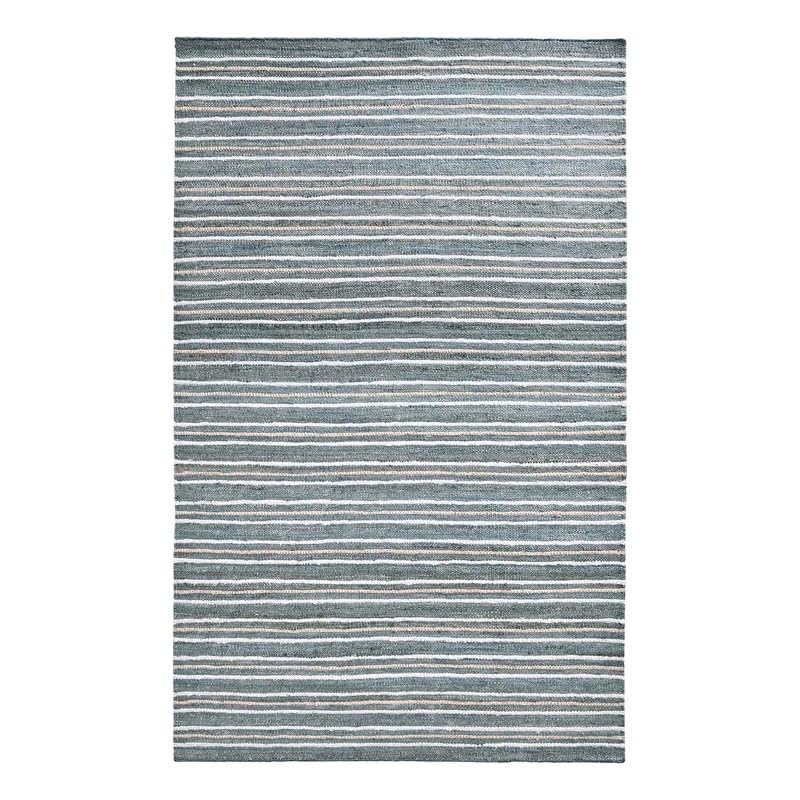 Kosas Home Del Mar 24 x 36 Striped Jute & Cotton Area Rug in Aqua Blue