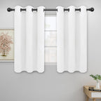 Easy-Going Blackout Curtains For Bedroom, Solid Thermal Insulated Grommet And Noise Reduction Window Drapes, Room Darkening Curtains For Living Room, 2 Panels (42X45 In, White)