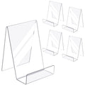 Kamehame Book Stands For Display Large 5 Pack 3.9X4.3X5.8 Inch Acrylic Book Display Easel With Ledge, Clear Desktop Holder For D
