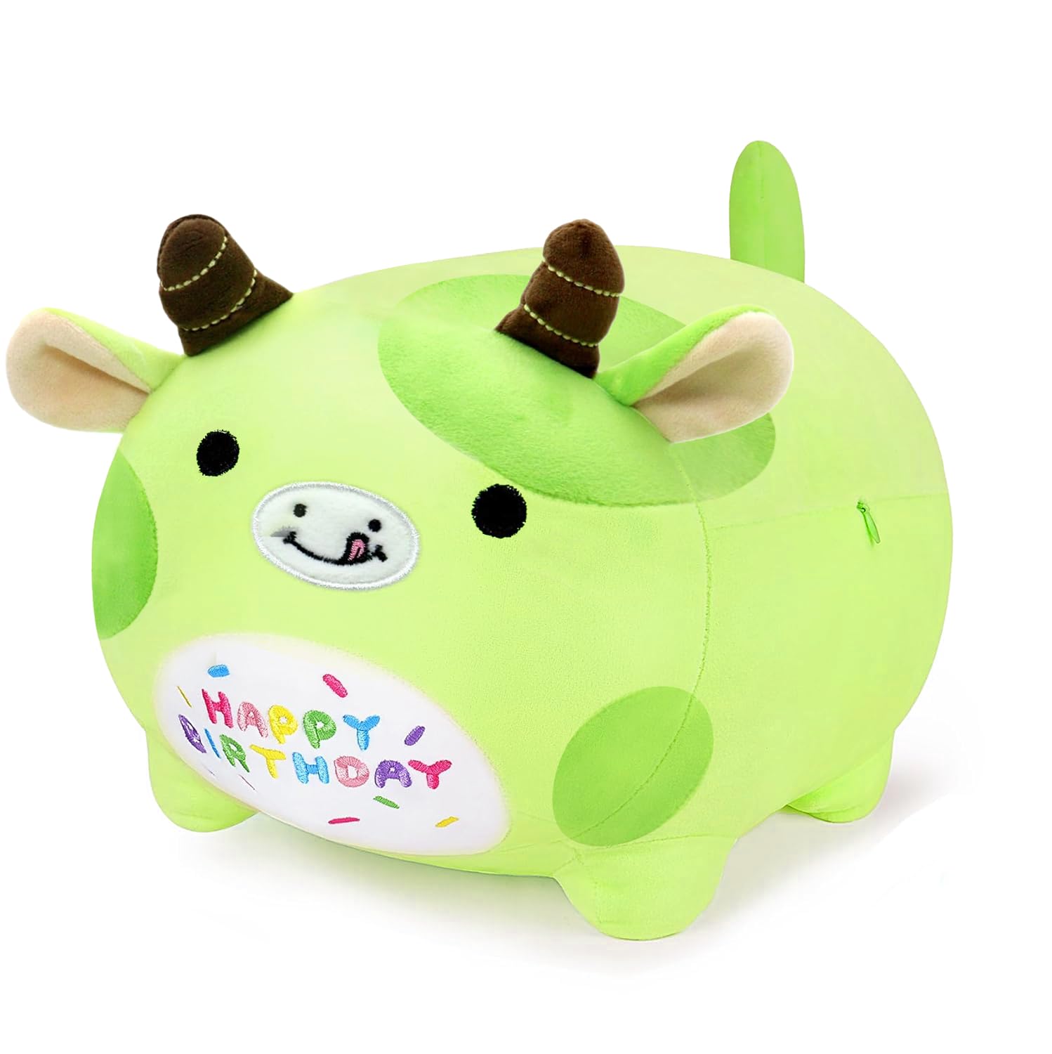 Yeqivo Birthday Cow Plush Pillow Stuffed Animal Toy, Green Birthday Cartton Cow Plush Stuffed Animals, Soft Animal Plush Pillow
