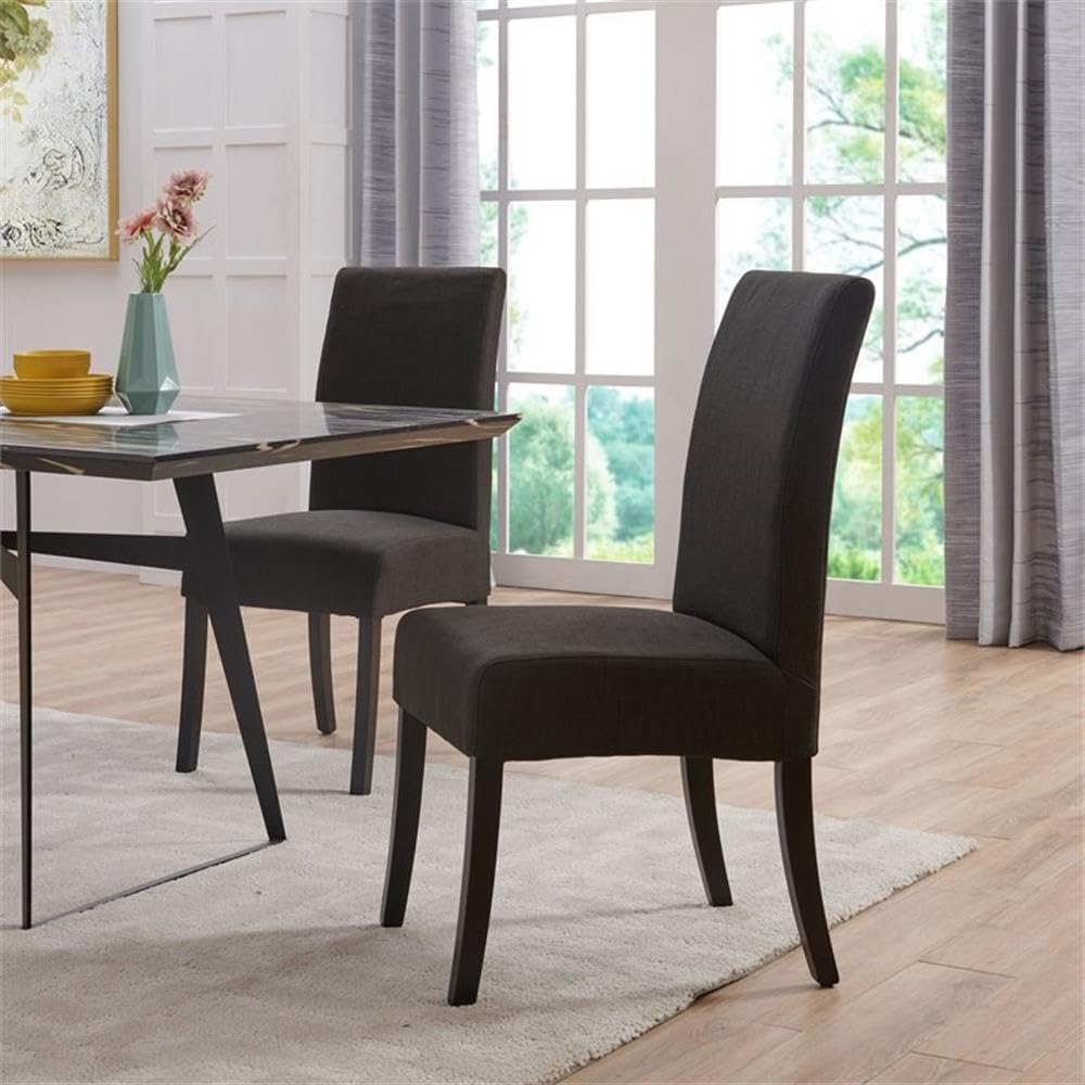 New Pacific Direct Valencia Fabric Chair,Black Legs,Charcoal Black,Set Of 2