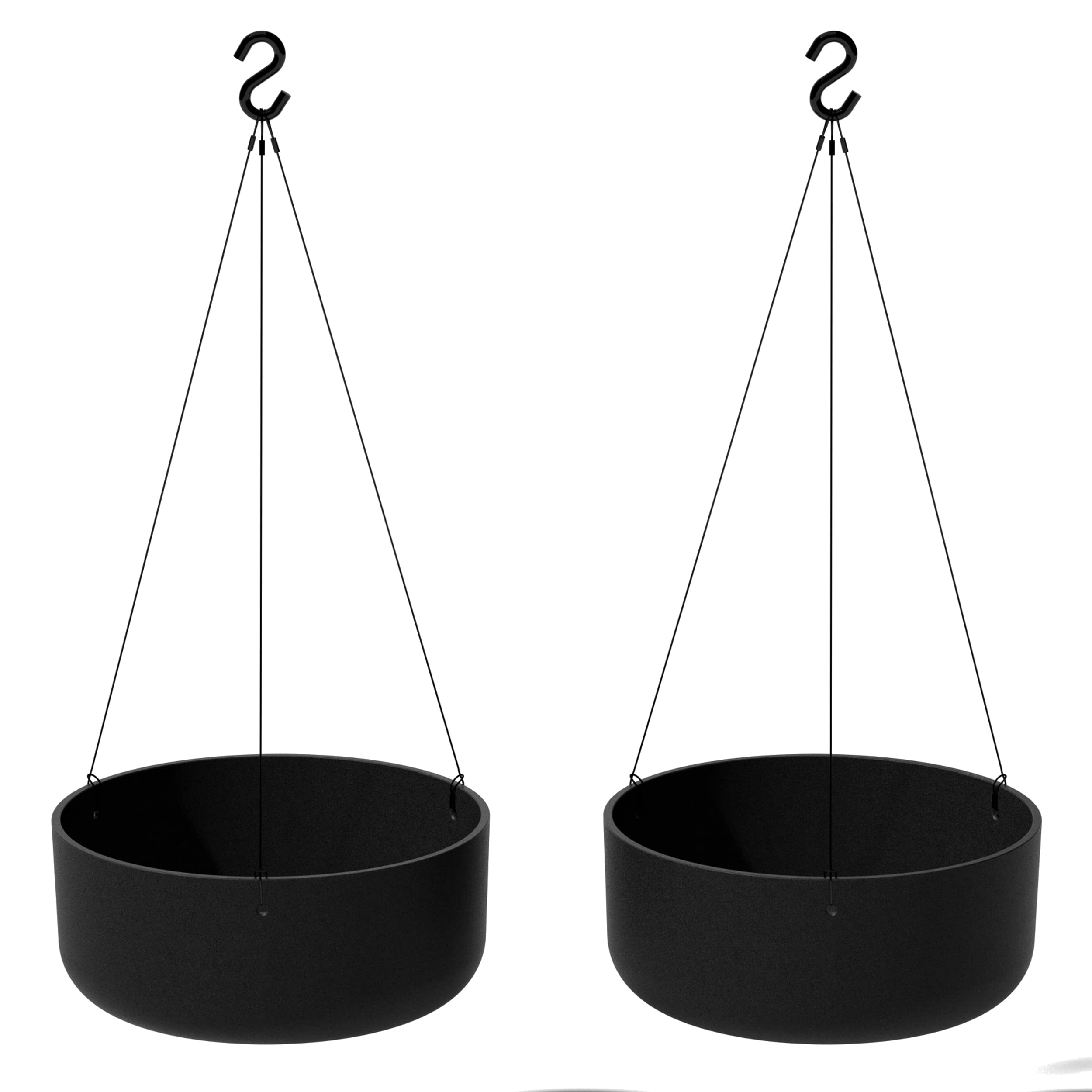 Veradek Mason Series Hanging Kona Bowl Planter - Round Planter For Outdoor Balcony/Patio | Made From Plastic & Concrete With Han