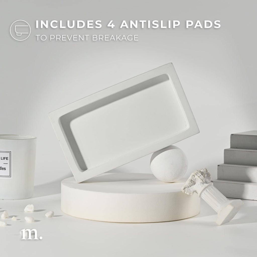 Maisonovo Concrete Tray | White-Sink Tray For Bathroom Countertop | Soap Dispenser Tray | Bathroom Trays For Counter | Soap Tray
