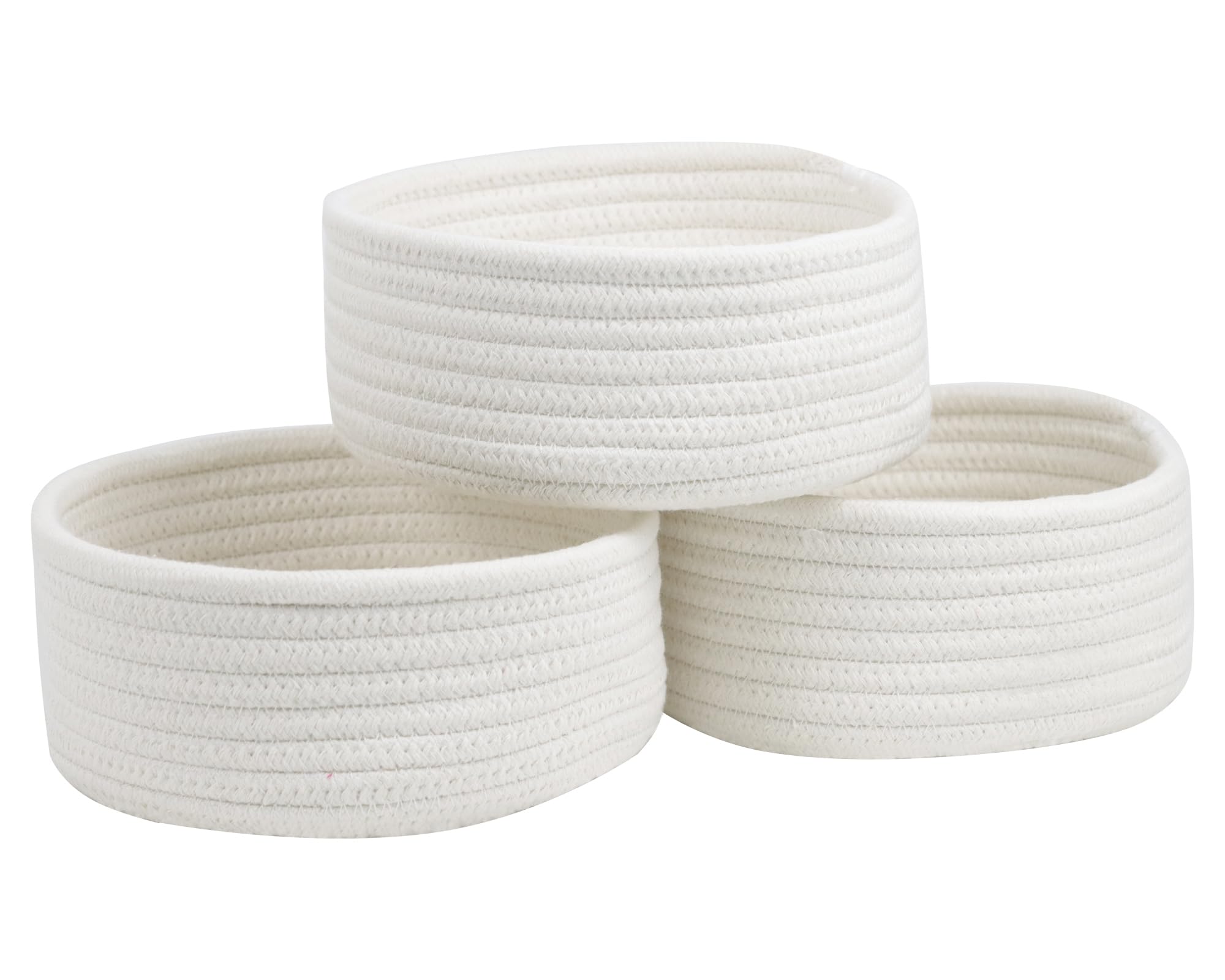 Small Basket, Set of 3 Small Woven Baskets, Cotton Rope Baskets for Organizing, Cute Mini Tiny Baskets for Nursery, Decorative B