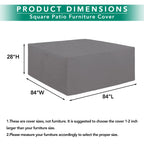 Easy-Going 600D Heavy Duty Patio Furniture Cover, Outdoor Square Table And Chair Set Cover, Waterproof Outdoor Sectional Set Cover (84'L X 84'W X 28'H, Grey)