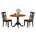 East West Furniture DLLG3-BCH-W 3 Piece Dining Room Table Set Contains a Round Kitchen Table with Dropleaf and 2 Dining Chairs, 42x42 Inch, Black & Cherry